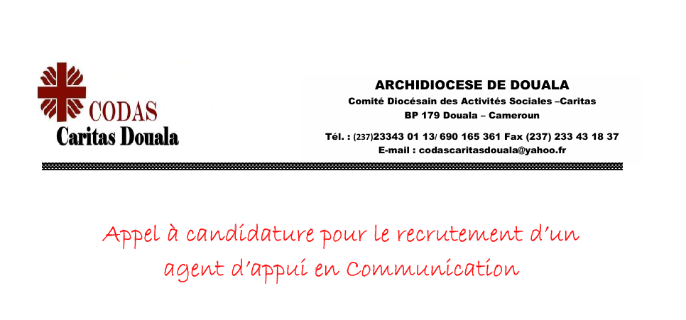 APPEL A CANDIDATURE AU POSTE D’AGENT D&rsquo;APPUI EN COMMUNICATION